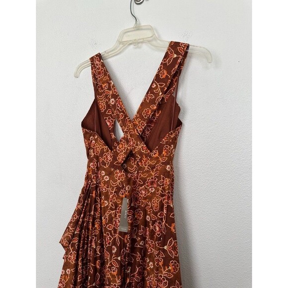 J. Crew Collection Cross Back Ruffle Midi Dress Vtg Vines Burnished Pecan 6 NEW - Picture 13 of 16